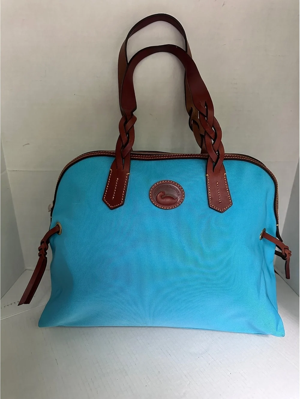 Dooney & Bourke Authentic Large Turquoise Blue Canvas Satchel